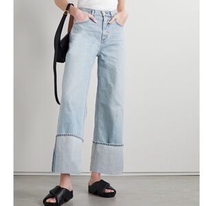 GOLDSIGN The Astley distressed high rise wide leg denim / light wash jeans 26